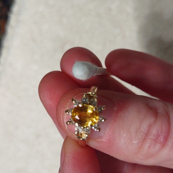 Yellow Sapphire, Natural Diamond Ring Set In 14kt Yellow Gold - Picture 10 of 11